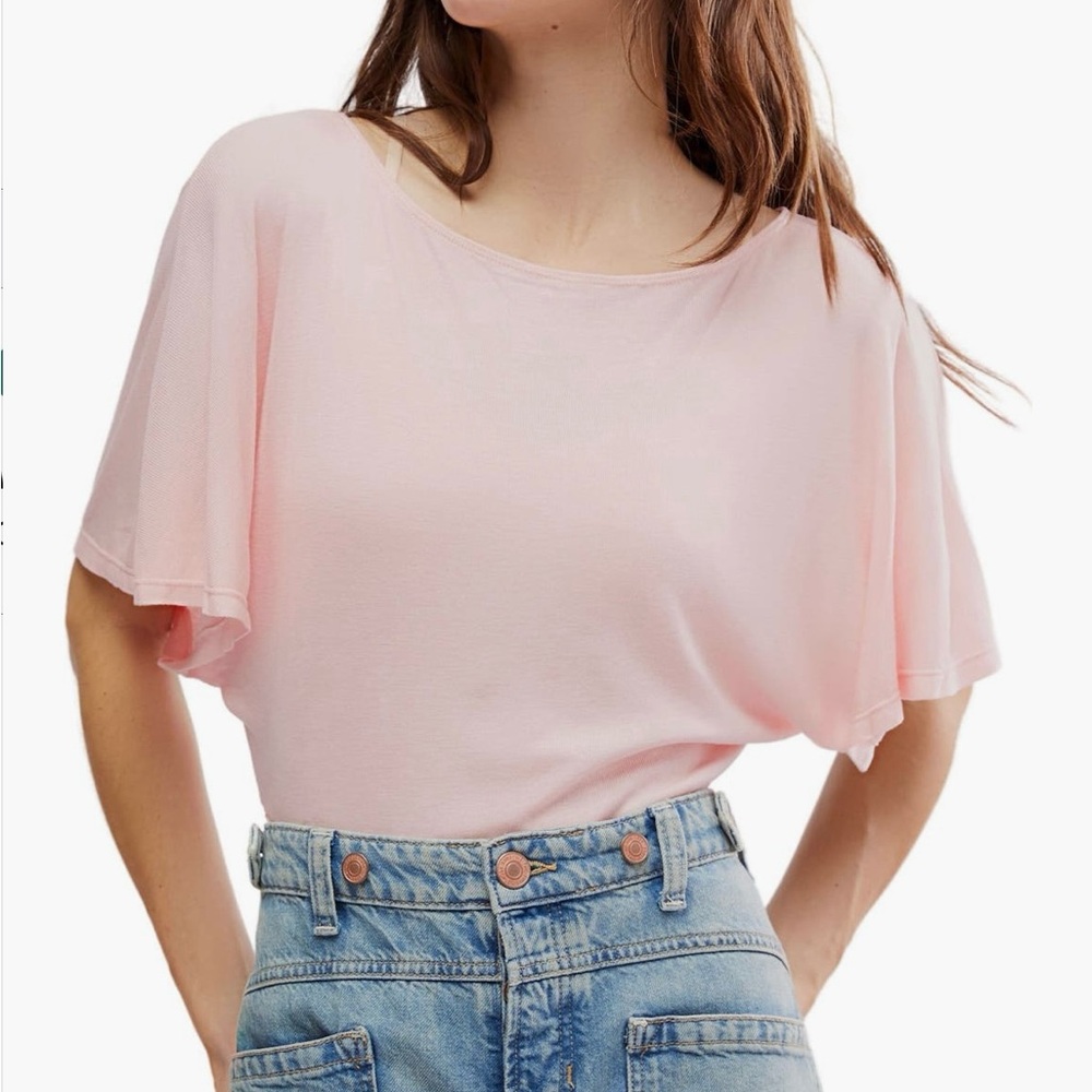 Free People Bodysuit Tee, Pink Salt